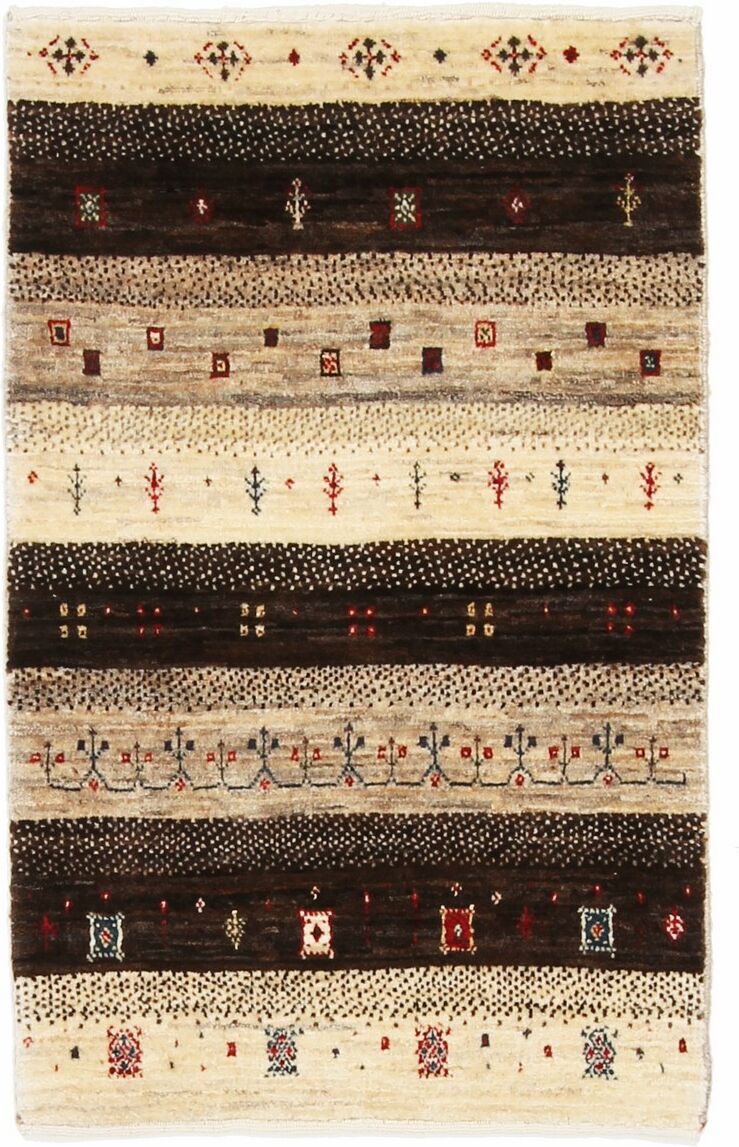 Nain Trading Tappeto Persia Gabbeh Loribaft 106x67 Moderna/Design Grigio Scuro/Beige (Annodato a mano, Lana, Persia/Iran) Nain Trading Tappeto Persia Gabbeh Loribaft 106x67 Moderna/Design Grigio Scuro/Beige (Annodato a mano, Lana, Persia/Iran)