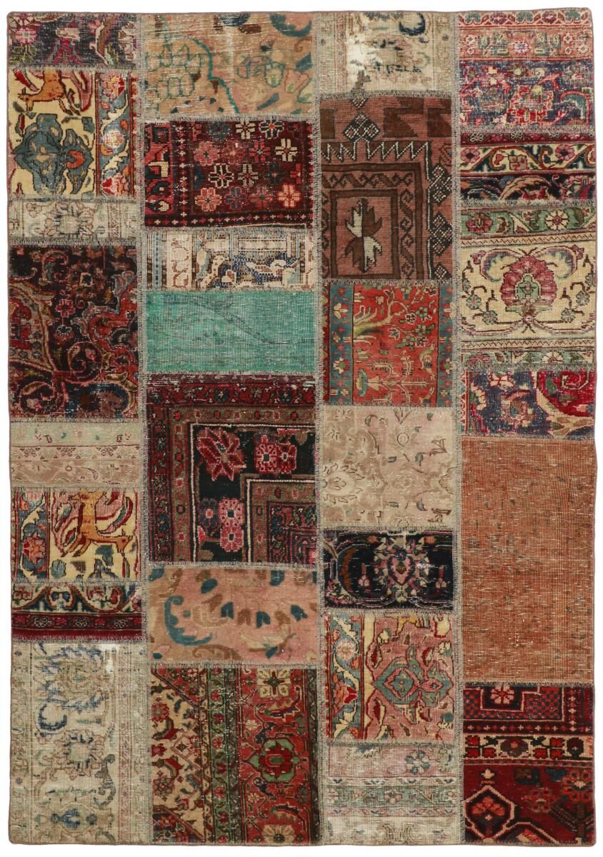 Nain Trading Tappeto Orientale Patchwork 206x141 Grigio Scuro/Beige (Lana, Persia/Iran, Annodato a mano) Nain Trading Tappeto Orientale Patchwork 206x141 Grigio Scuro/Beige (Lana, Persia/Iran, Annodato a mano)