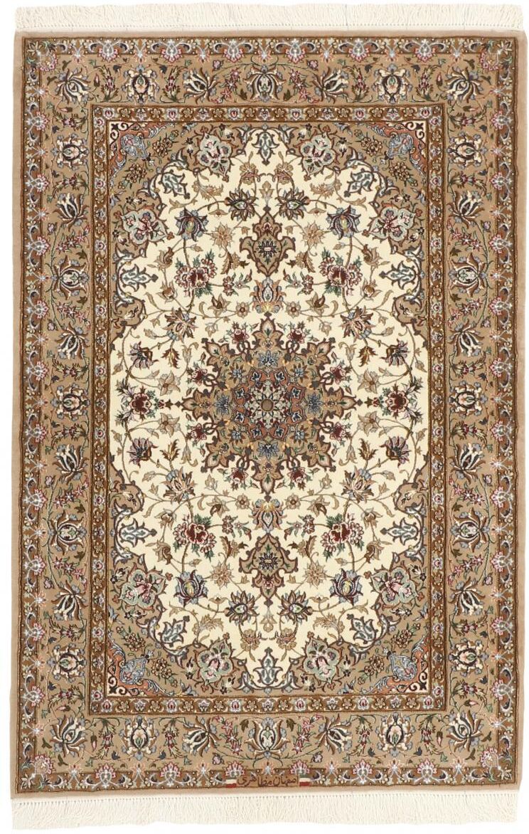 Nain Trading Tappeto Isfahan Ordito in Seta 165x107 Beige/Marrone Scuro (Lana / Seta, Persia/Iran, Annodato a mano) Nain Trading Tappeto Isfahan Ordito in Seta 165x107 Beige/Marrone Scuro (Lana / Seta, Persia/Iran, Annodato a mano)