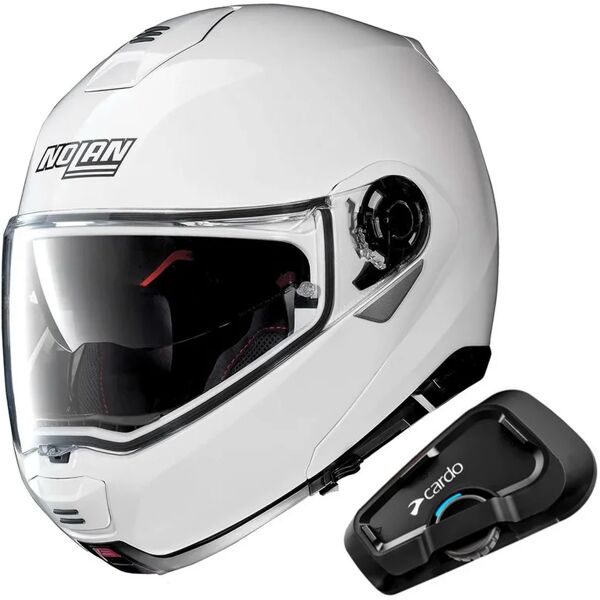 nolan - casco + interfono pack n100-5 classic n-com metal bianco + freecom 2x unica