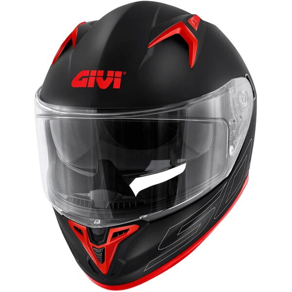 givi - casco 50.9 solid matt nero / silver / rosso nero,rosso l