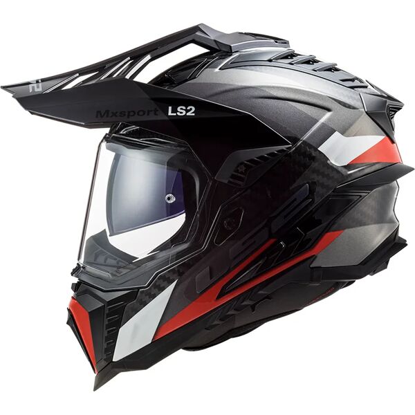 ls2 - casco mx701 explorer c 2206 frontier titanium / rosso grigio,rosso,bianco,carbonio xl