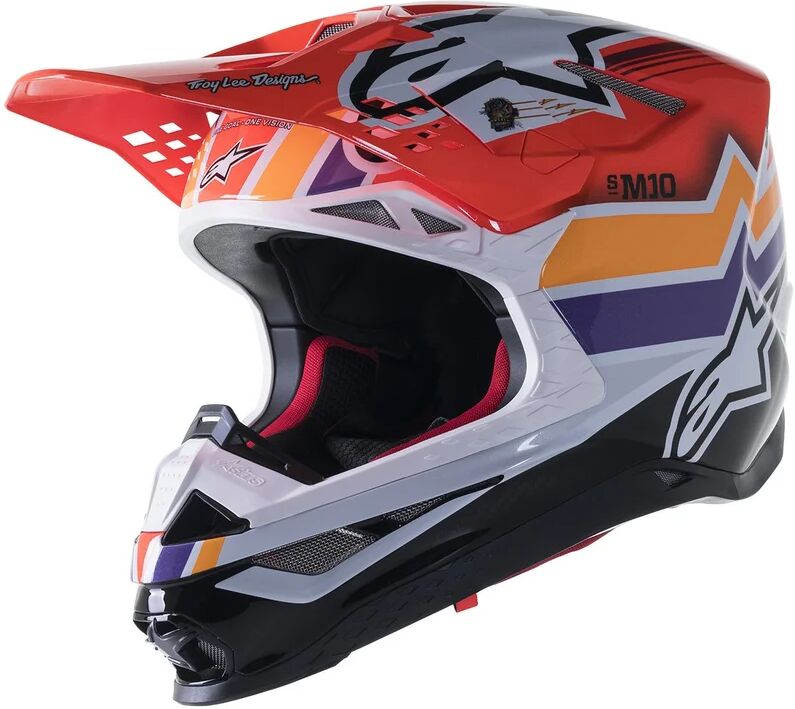 alpinestars - casco supertech s-m10 troy lee design edition 23 firestarter rosso nero,rosso,arancione,viola,bianco xl