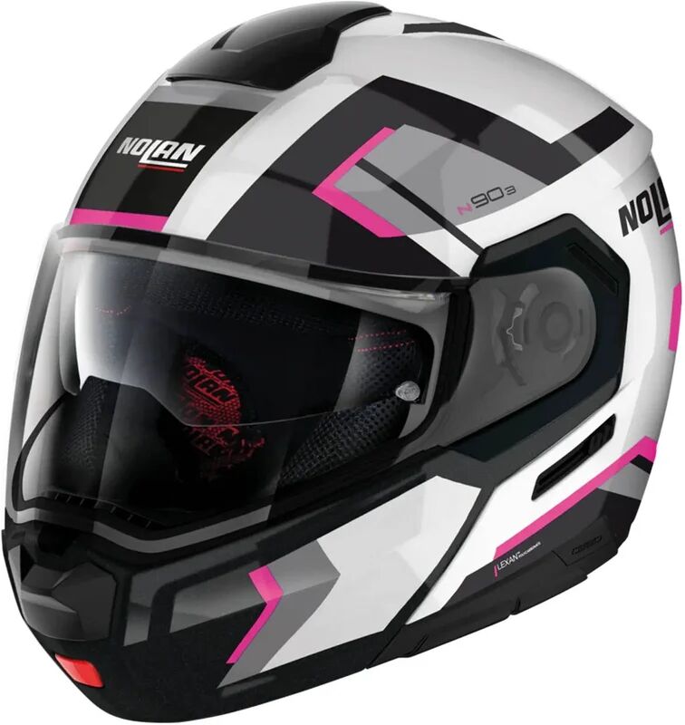 nolan - casco n90-3 06 lighthouse n-com metal bianco / nero / fuchsia / silver / metal nero nero,rosa,bianco xl