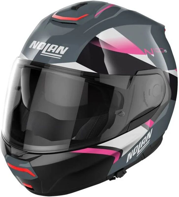 nolan - casco n100-6 paloma n-com slate grigio / fuchsia / bianco / nero nero,rosa xxs