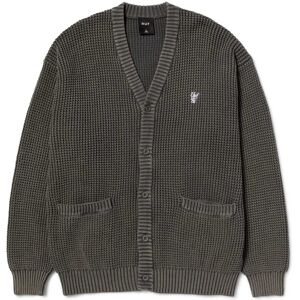 HUF CARDIGAN COOLIDGE WAFFLE BLACK L