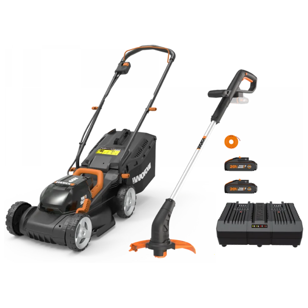 worx twin pack wg927e - tagliaerba e tagliabordi a batteria - 40v - 2x 2ah