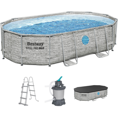 Bestway Steel Pro Max Splashview 56946 - 488x305x107 cm - Piscina Ovale per 7-8 Persone Bestway Steel Pro Max Splashview 56946 - 488x305x107 cm - Piscina Ovale per 7-8 Persone