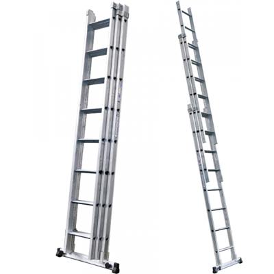 S.T.P. Tria 3TR A10084113345, 3x11 gradini, 8.25 m - Scala a sfilo in alluminio - Altezza stimata operativa 9.25 m S.T.P. Tria 3TR A10084113345, 3x11 gradini, 8.25 m - Scala a sfilo in alluminio - Altezza stimata operativa 9.25 m