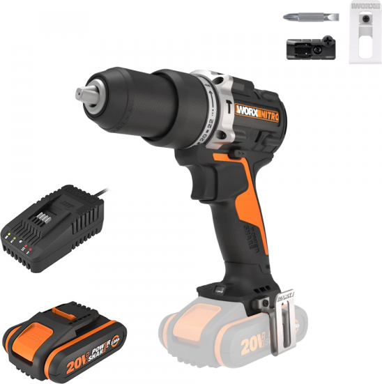 worx nitro wx352 - trapano avvitatore a percussione a batteria - 20v/2ah