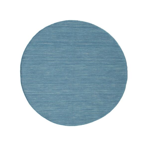 rugvista tappeto tappeto rotondo piccolo Ø 150 kelim loom blu monocromatico tappeto rotondo tappeto di lana