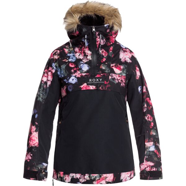 roxy shelter anorak true black blooming party xs