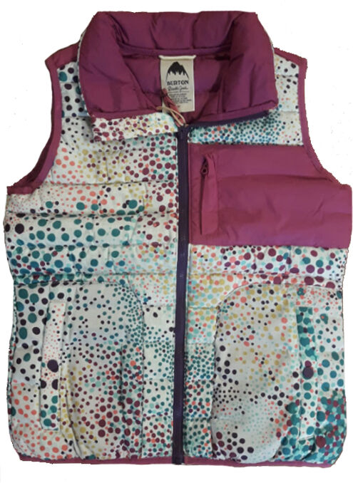 burton girls evergreen vest swdots grapeseed m