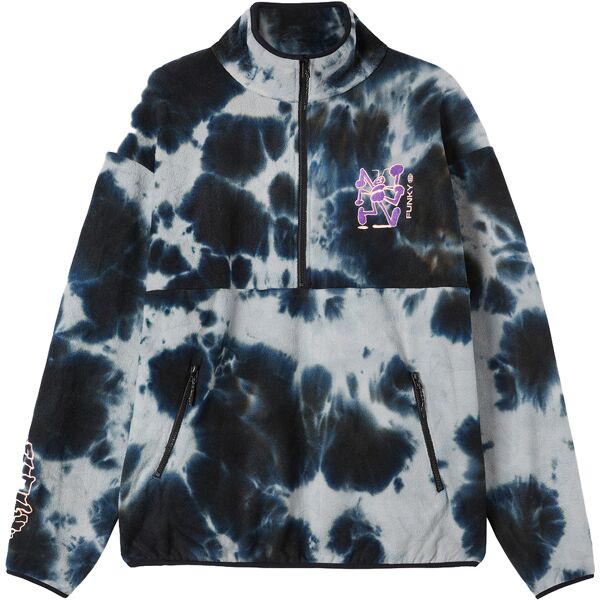 funky hike half zip fleece bw tie dye m