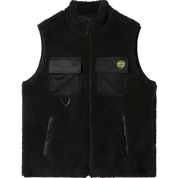 funky grog sherpa vest black l