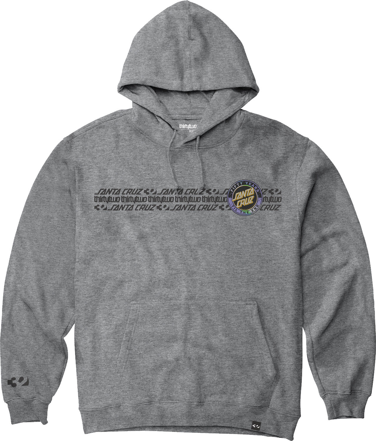 thirtytwo 32 x santa cruz hoodie grey heather m