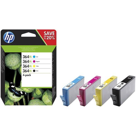 HP Confezione da 4 cartucce originali di inchiostro nero/ciano/magenta/giallo ad alta capacit 364XL