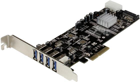 StarTech.com Adattatore scheda SuperSpeed USB 3.0 con 4 porte PCI Express (PCIe) con 2 canali da 5 Gbps dedicati - UASP - Alimentazione SATA/LP4 StarTech.com Adattatore scheda SuperSpeed USB 3.0 con 4 porte PCI Express (PCIe) con 2 canali da 5 Gbps dedicati - UASP - Alimentazione SATA/LP4