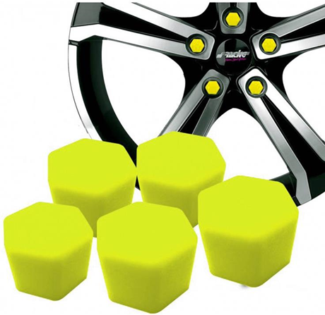 Takestop SET 20 PEZZI COPRIBULLONI COPRI BULLONI DADI UNIVERSALE SILICONE FLUORESCENTI giallo ws1556 CERCHI RUOTA COPERTURA