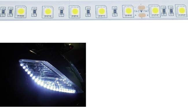 Takestop Striscia LED Auto Lunghezza 60 CM Altezza 0.8 CM Bianco Freddo 6000K 28W 12V SMD FARI Faro Strip