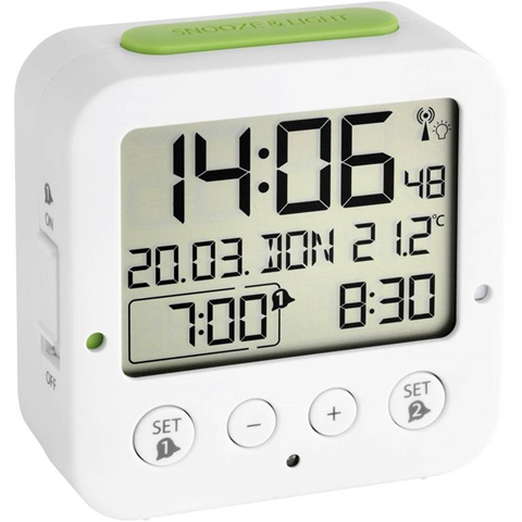 TFA Dostmann 60.2528.02 BINGO - Radio sveglia, colore: Bianco / Verde