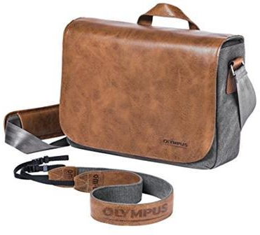 Olympus - Borsa in pelle OMD Messenger, colore: Marrone