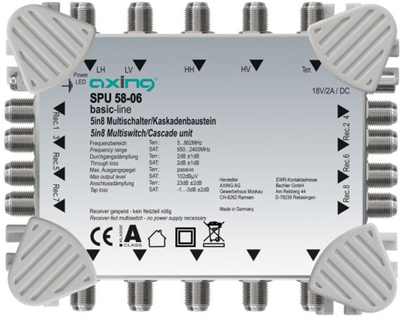 Axing SPU 58-06 5ingressi 8uscite multinterruttore satellitare Axing SPU 58-06 5ingressi 8uscite multinterruttore satellitare