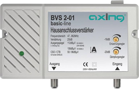 Axing Amplificatore per TV via cavo  BVS 2 -01 25 dB Axing Amplificatore per TV via cavo  BVS 2 -01 25 dB