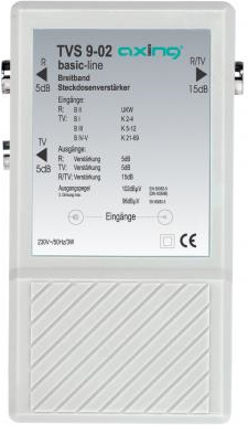 Axing TVS 9-02 47 - 862MHz amplificatore di segnale TV Axing TVS 9-02 47 - 862MHz amplificatore di segnale TV