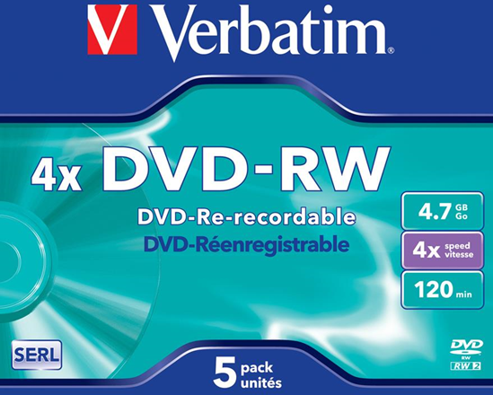 Verbatim DVD-RW  DVD 4.7Gb (5 Pezzi) Verbatim DVD-RW  DVD 4.7Gb (5 Pezzi)