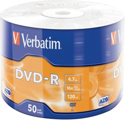 Verbatim DVD-R Matt Silver 50PK Wrap Spindle Verbatim DVD-R Matt Silver 50PK Wrap Spindle