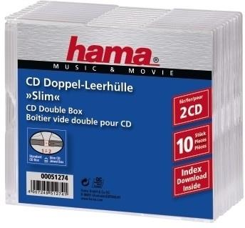 Hama CD Slim Double Jewel Case, pack 10 2 dischi Trasparente Hama CD Slim Double Jewel Case, pack 10 2 dischi Trasparente