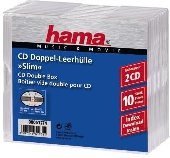 Hama CD Slim Double Jewel Case, pack 10 2 dischi Trasparente