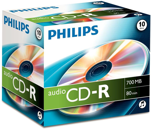 Philips CD-RW  Audio 80Min 10 Pezzi Jewel Case Confezione di Cartone