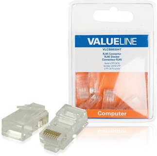 Valueline Connettore rj45 solid utp cat6 maschio pvc trasparente Valueline Connettore rj45 solid utp cat6 maschio pvc trasparente