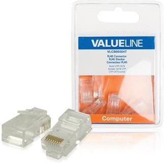 Valueline Connettore rj45 solid utp cat6 maschio pvc trasparente