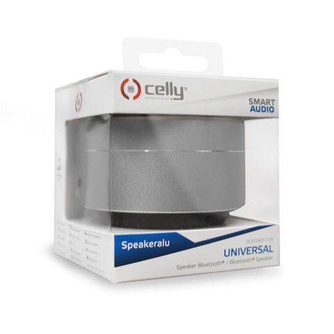 Celly speakeralusv stereo 3w cilindro argento Altoparlante portatile