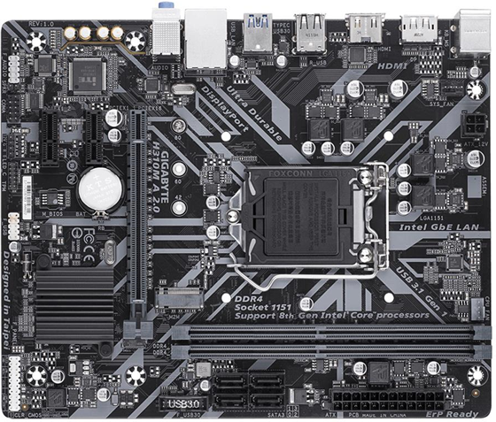 Gigabyte H310M A 2.0 scheda madre LGA 1151 (Presa H4) micro ATX Intel H310 Express Gigabyte H310M A 2.0 scheda madre LGA 1151 (Presa H4) micro ATX Intel H310 Express