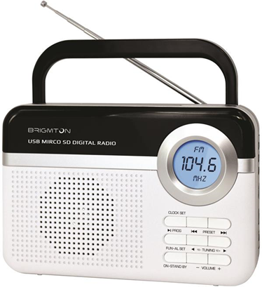 Brigmton BT-251 radio Portatile Digitale Nero, Bianco