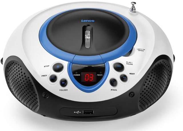 Lenco SCD-38 USB Stereo Boombox, Radio FM, CD/MP3-Player, USB 2.0, Blu