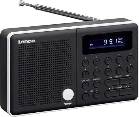 Lenco FM Radio portatile  MPR-034 SD, USB, FM ricaricabile Nero, Bianco