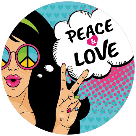 Age Print Panno Feltro Per Giradischi 70S Peace & Love Slipmat