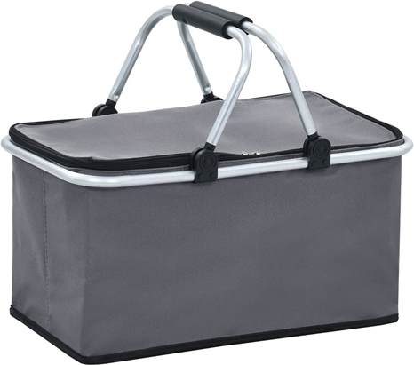 vidaXL Borsa Frigo Pieghevole Grigia 46x27x23 cm in Alluminio