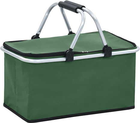 vidaXL Borsa Frigo Pieghevole Verde 46x27x23 cm in Alluminio