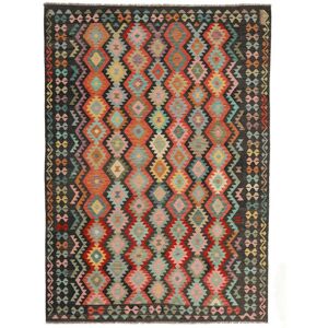 Annodato a mano. Provenienza: Afghanistan Kilim Afghan Old Style Tappeto 239X344 Tappeto Di Lana Nero/Rosso Scuro Largo Tappeto