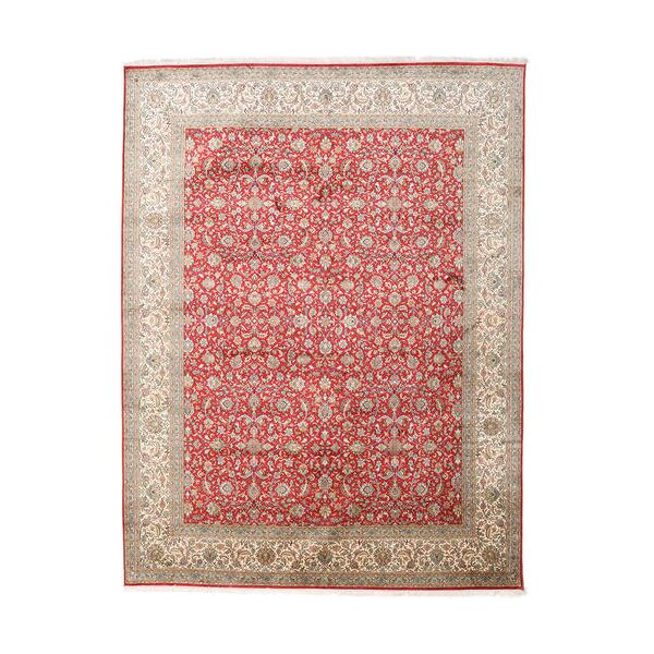 annodato a mano. provenienza: india tappeto orientale cachemire puri di seta 245x320 beige/rosso (seta, india)