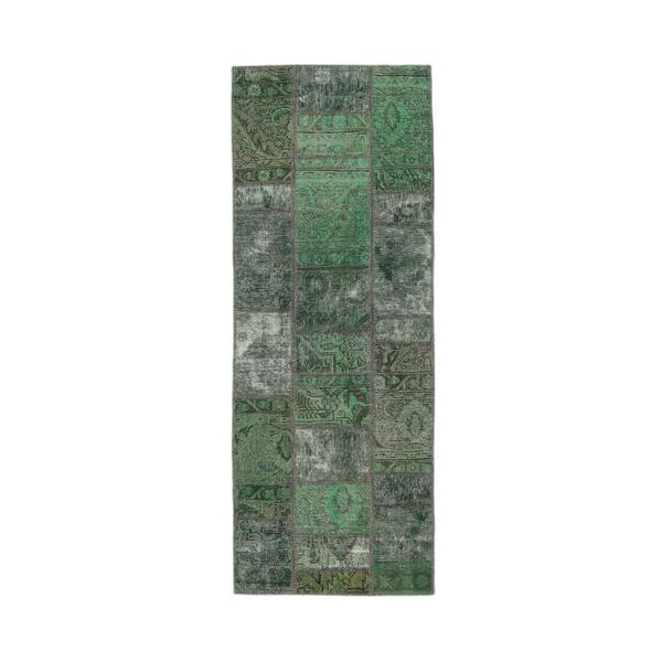 annodato a mano. provenienza: persia / iran 77x202 tappeto patchwork - persien/iran moderno passatoie verde scuro/nero (lana, persia/iran)