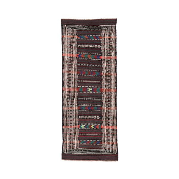 annodato a mano. provenienza: afghanistan 110x278 tappeto afghan vintage kilim tappeto orientale passatoie nero/marrone (lana, afghanistan)