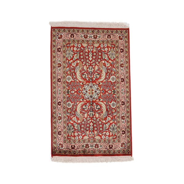 annodato a mano. provenienza: india cachemire puri di seta tappeto 61x98 tappeto in seta rosso scuro/marrone piccolo tappeto