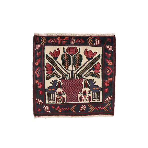 annodato a mano. provenienza: persia / iran 60x67 tappeto afshar/sirjan tappeto orientale nero/rosso scuro (lana, persia/iran)